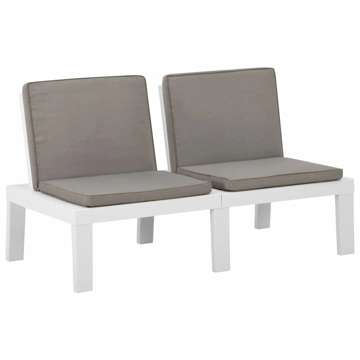 3 Piece White Outdoor Patio Lounge Set with Anthracite Cushions L34289