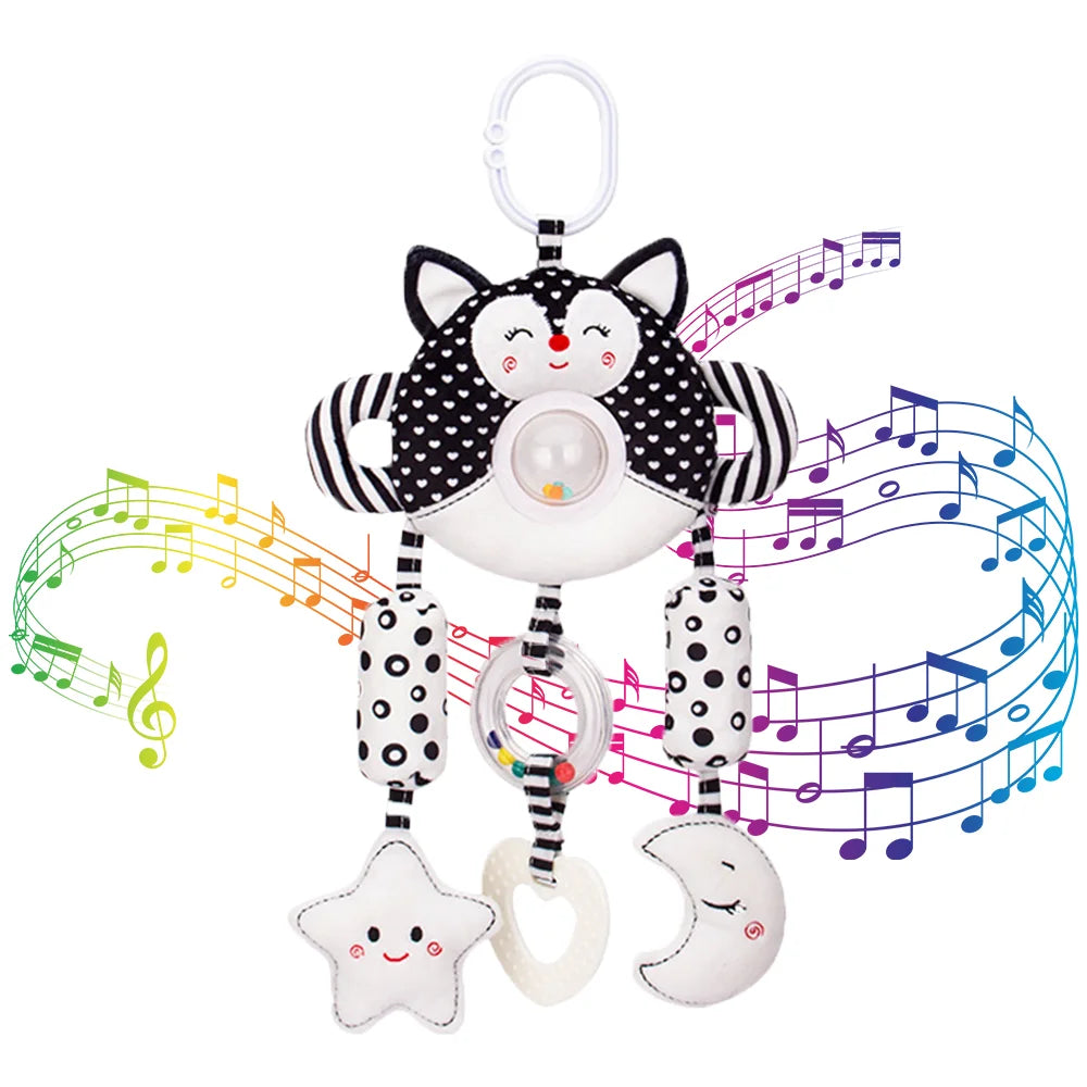 High Contrast Black and White Soft Plush Baby Rattle Toys X8553