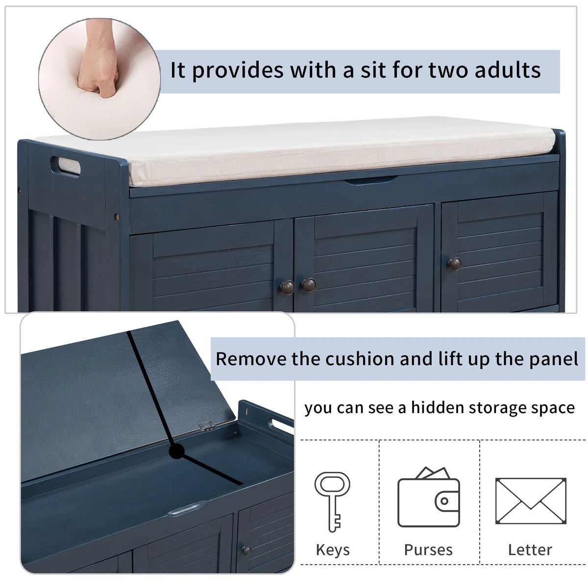 Blue Storage Bench R48363