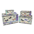 Set of 4 Wooden Butterfly Decorative Storage Boxes L492