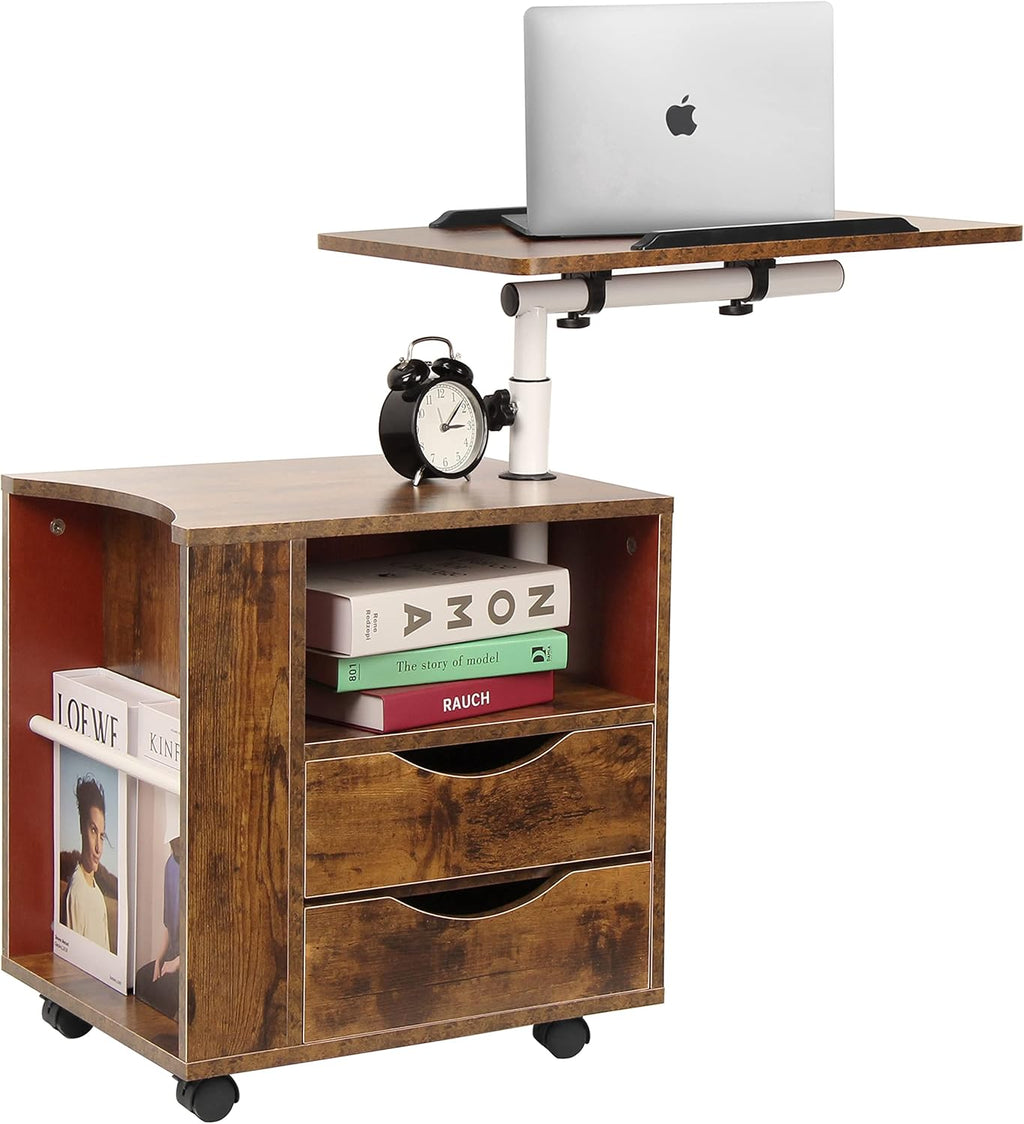 Black Wooden Nightstand with Drawers and Wheels G647