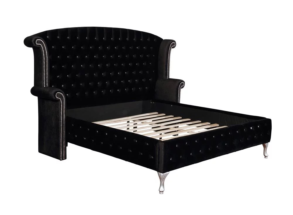 Black Tufted Upholstered California King Bed N97705