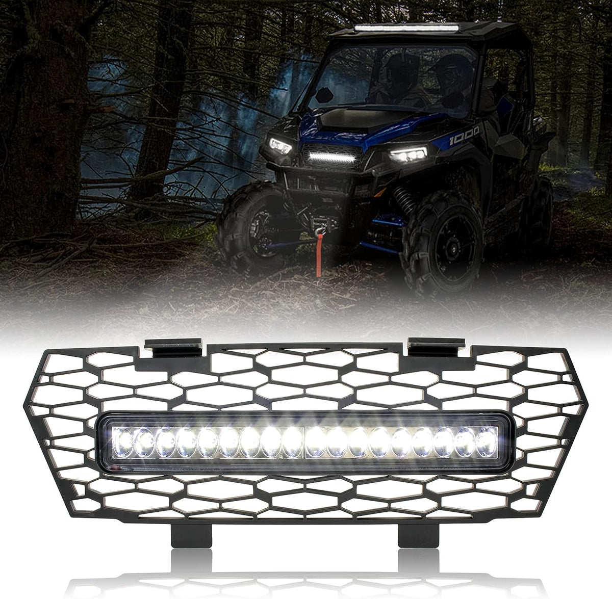 Mesh Grille with LED Light Bar for Polaris General 4 1000 M505457