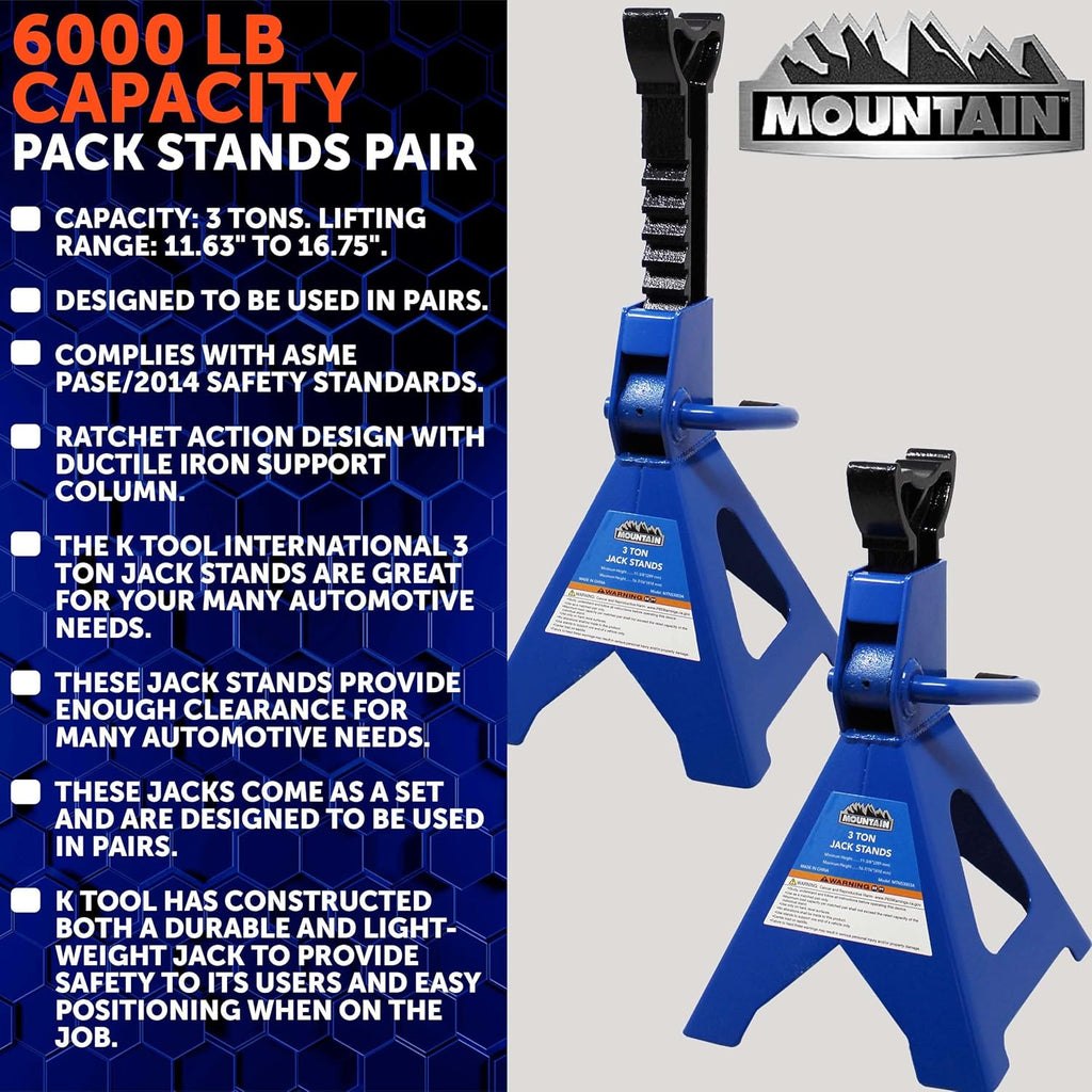 3 Ton Steel Jack Stands Pair T221
