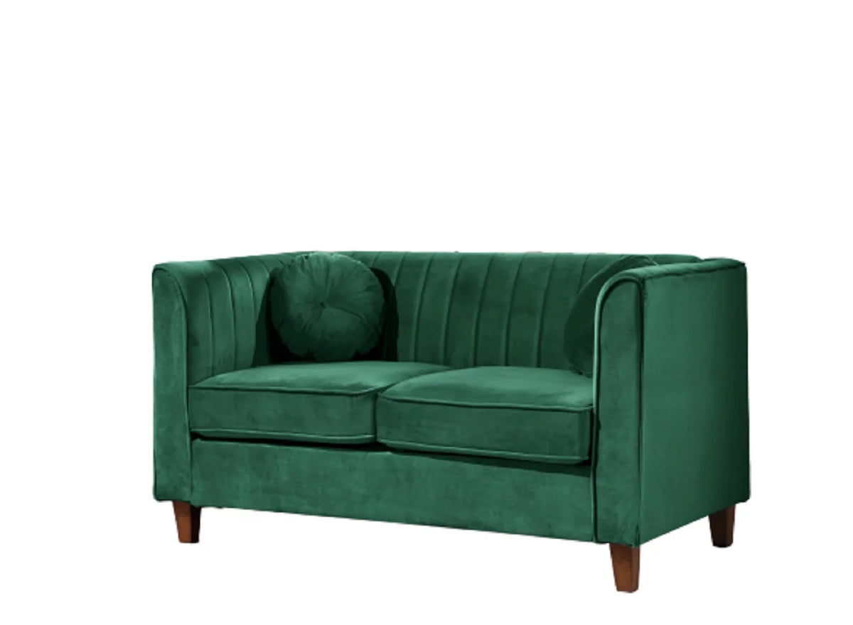 Green Velvet Rolled Arm Loveseat N3313
