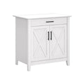 Pure White Oak Secretary Desk with Keyboard Tray and Storage Cabinet X956776