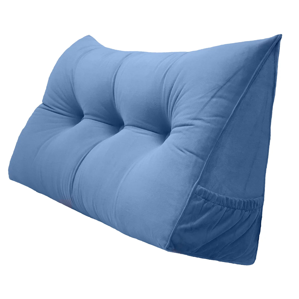 Large Bolster Cushion Wedge Pillow with Removable Cover and Two Side Pockets Steel Blue Twin 39 inches G73121