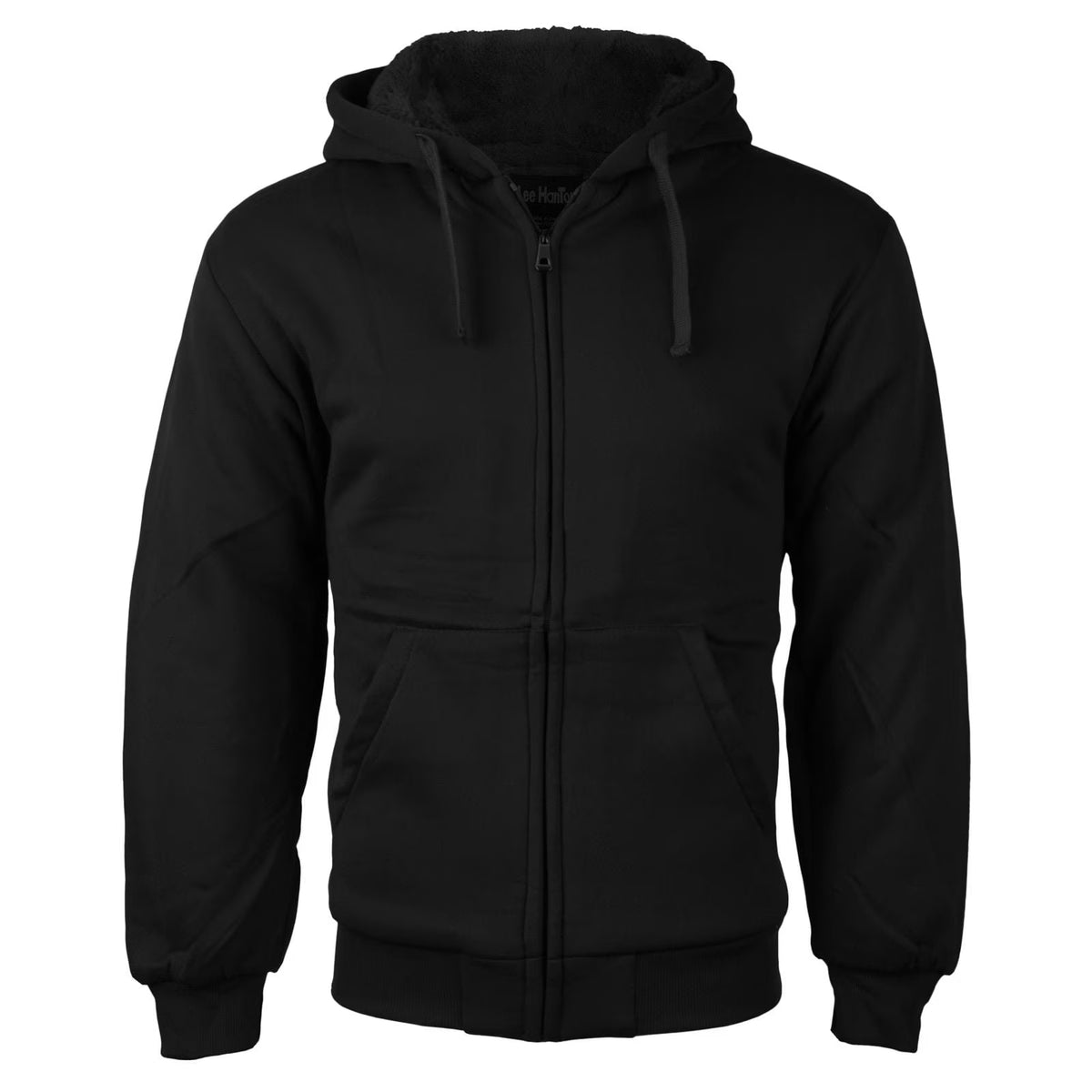 Black Sherpa Lined Fleece Zip Up Hoodie R6723