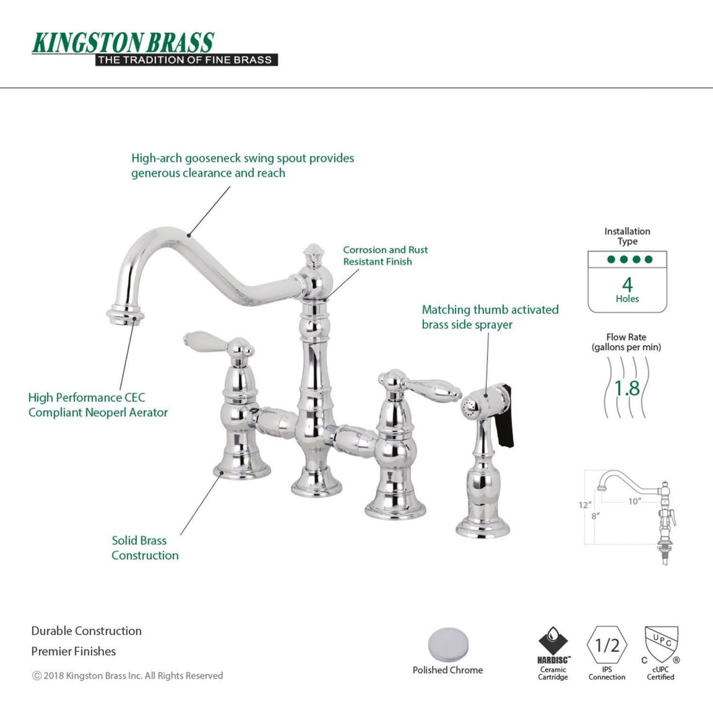 Polished Chrome Kitchen Faucet with Side Sprayer N919705