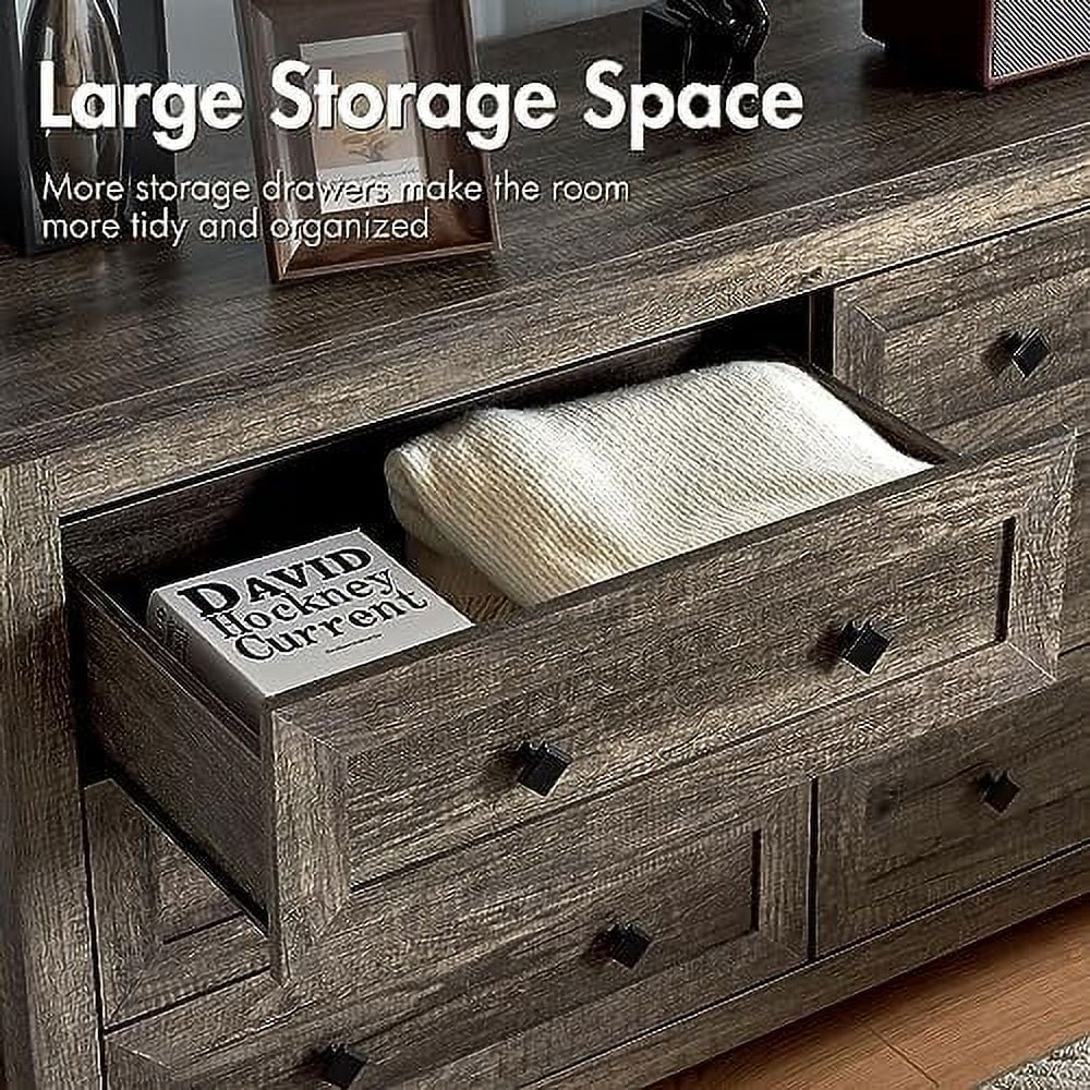 6 Drawer Wood Dresser Dark Oak B431334