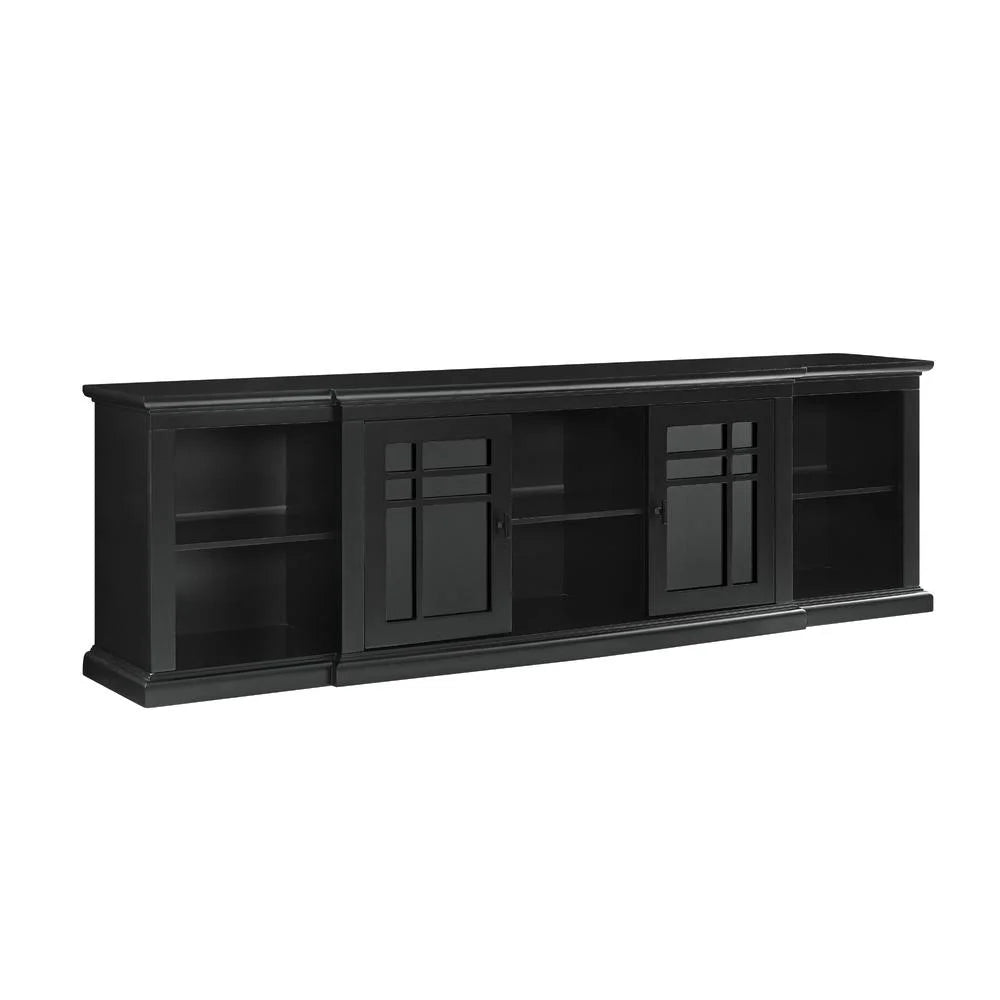 80" 2 Door Black Wood Console R7162