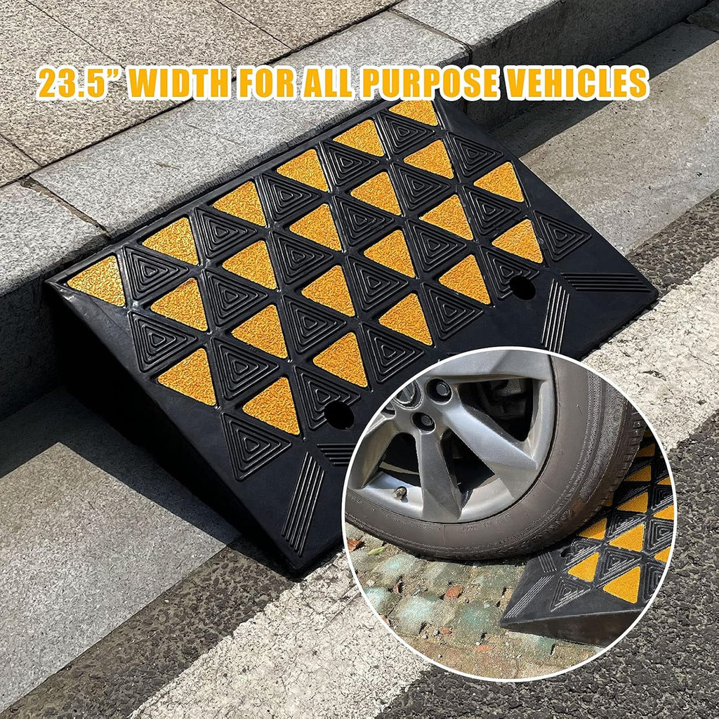 6 inch Rise Rubber Curb Ramp 23.5-in Width Non-Slip Heavy Duty Driveway Curb Ramps M9787
