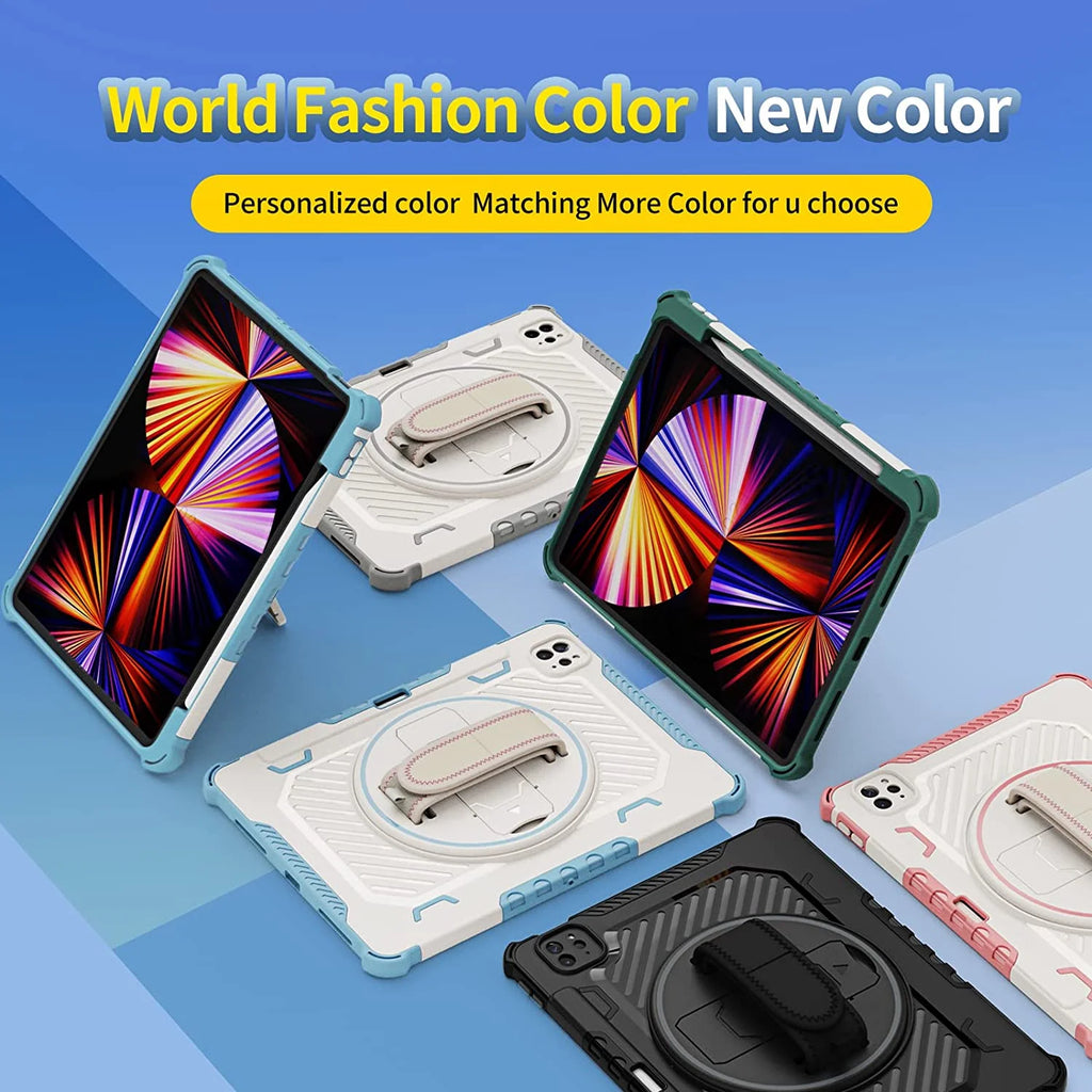Heavy Duty Protective Cover with Rotating Hand Strap & Stand for Xiaomi Mi Pad 5 Pro 12.4 inch Q999252