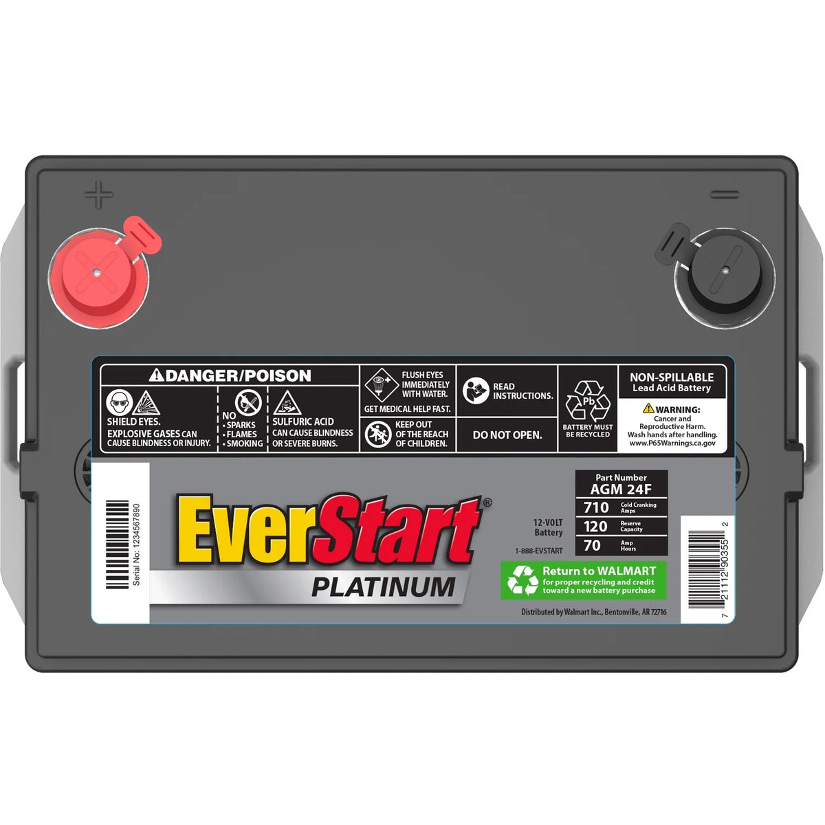 AGM Automotive Battery, Group Size 24F 12 Volt, 710 CCA O318