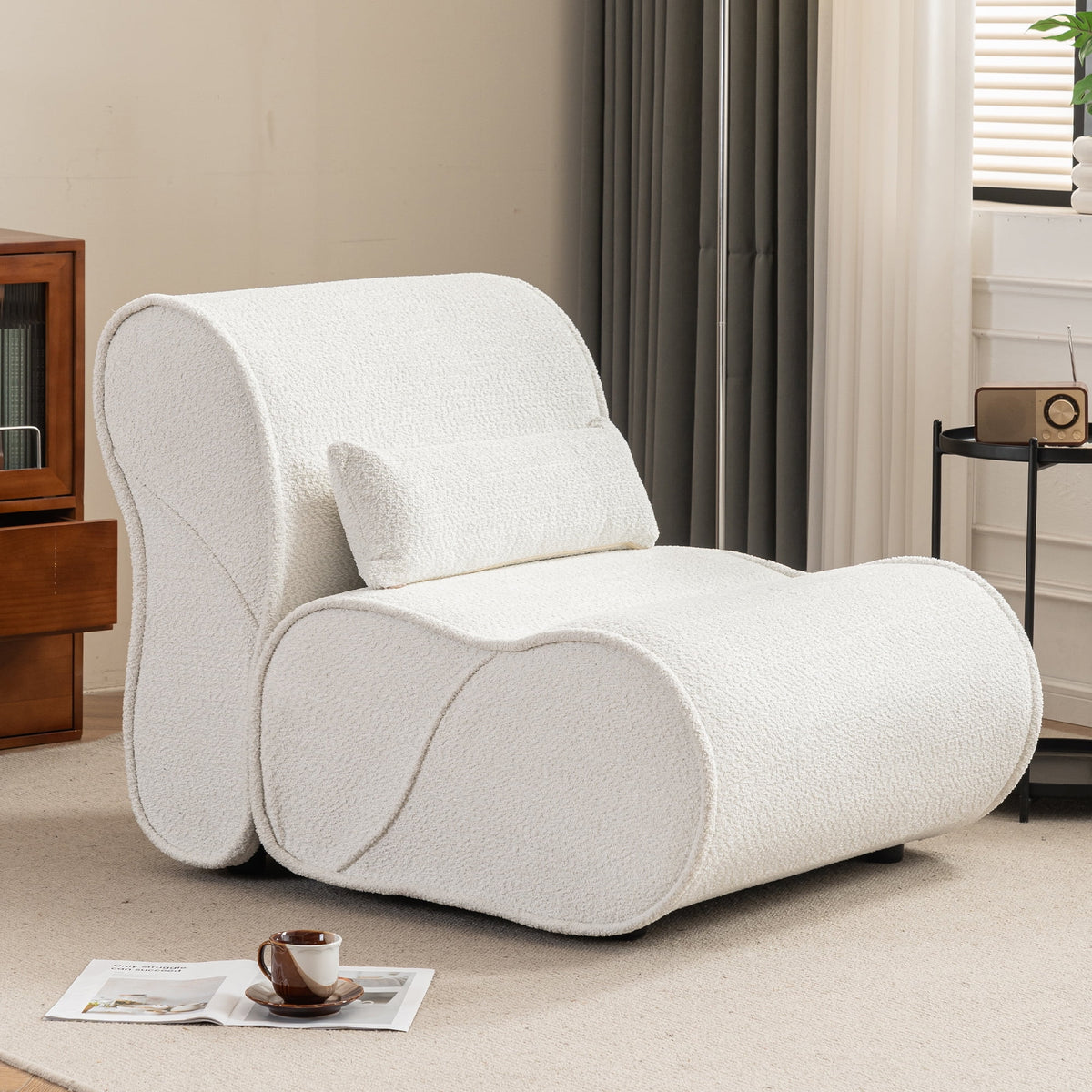 Soft Pellet Velvet Recliner with Waist Pack Padding S157989