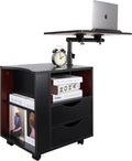 Black Wooden Nightstand with Drawers and Wheels G647