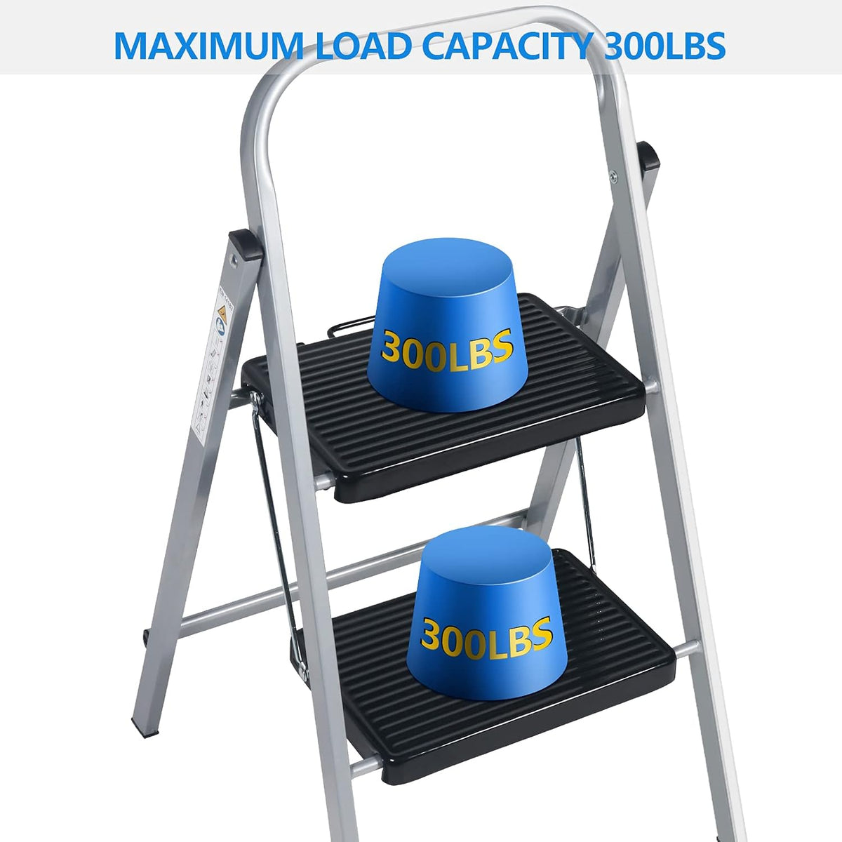 2 Step Folding Step Stool with Anti-Slip Feet Q510039
