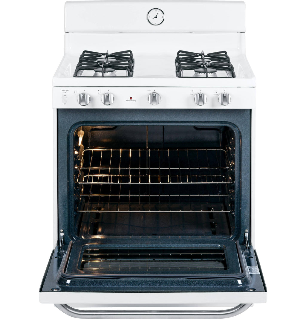 White Freestanding Gas Range with Broiler Drawer D945