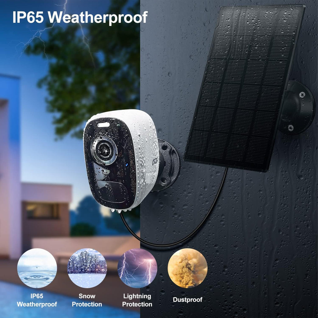 Wireless Outdoor Security Camera with Solar Panel, 1080P Color Night Vision, PIR Motion Sensor, Siren Alarm, 2-Way Audio, Waterproof J9341