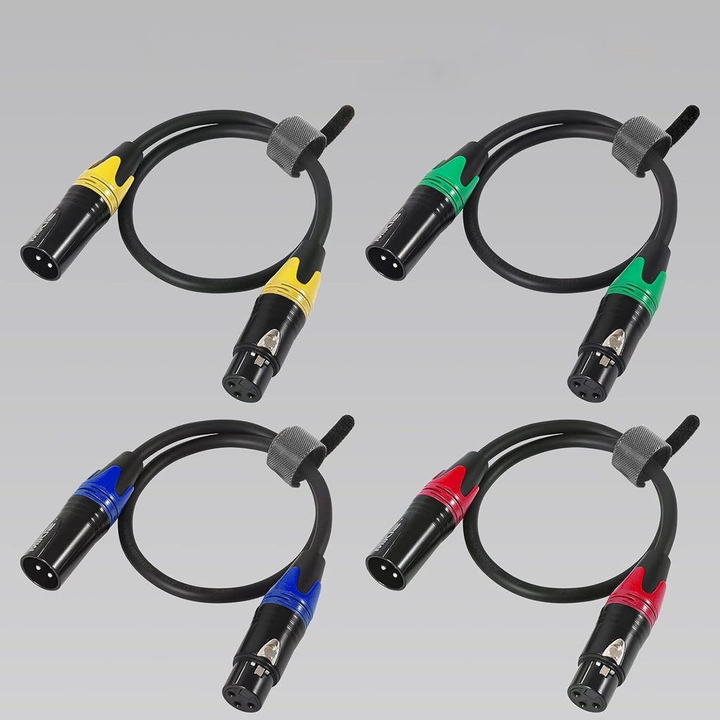 XLR Microphone Cables 25ft 4 Pack Balanced Male to Female Cable Pack of 2 U459967