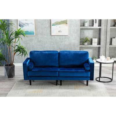 Blue Velvet Square Arm Loveseat L592