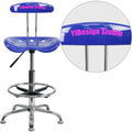 Nautical Blue Chrome Drafting Stool with Tractor Seat W45817