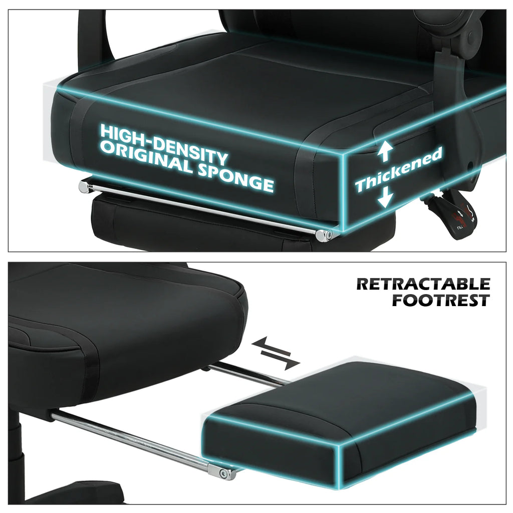Black Ergonomic Gaming Chair with Detachable Pillow and Lumbar Support W407236
