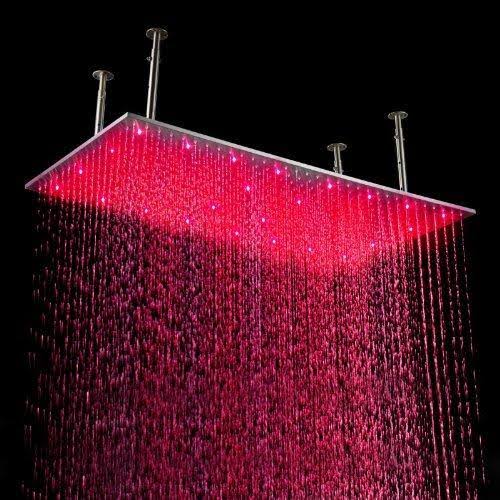 Oil Rubbed Bronze Ceiling Mount Rainfall LED Shower Head with Shower Arm F54249