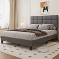 Queen Size Upholstered Bed Frame with Adjustable Headboard K51647