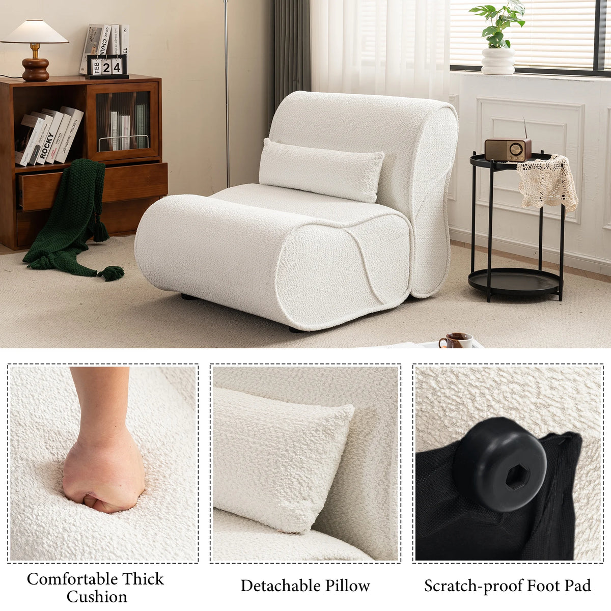 Soft Pellet Velvet Recliner with Waist Pack Padding S157989