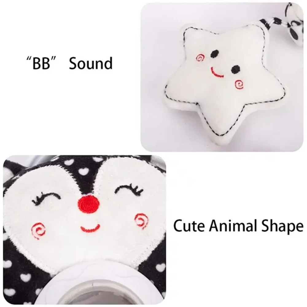 High Contrast Black and White Soft Plush Baby Rattle Toys X8553