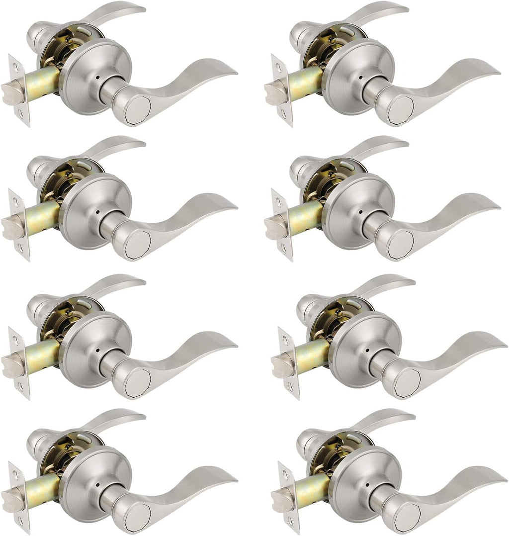 8 Pack Keyless Privacy Door Levers in Satin Nickel X930