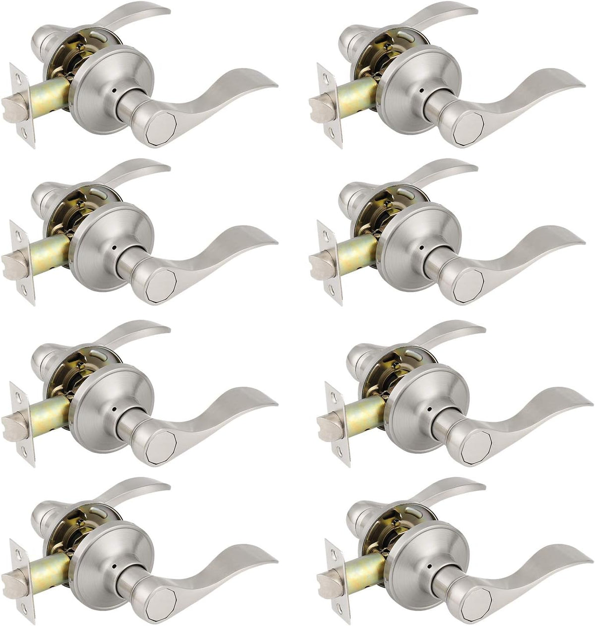 8 Pack Keyless Privacy Door Levers in Satin Nickel X930