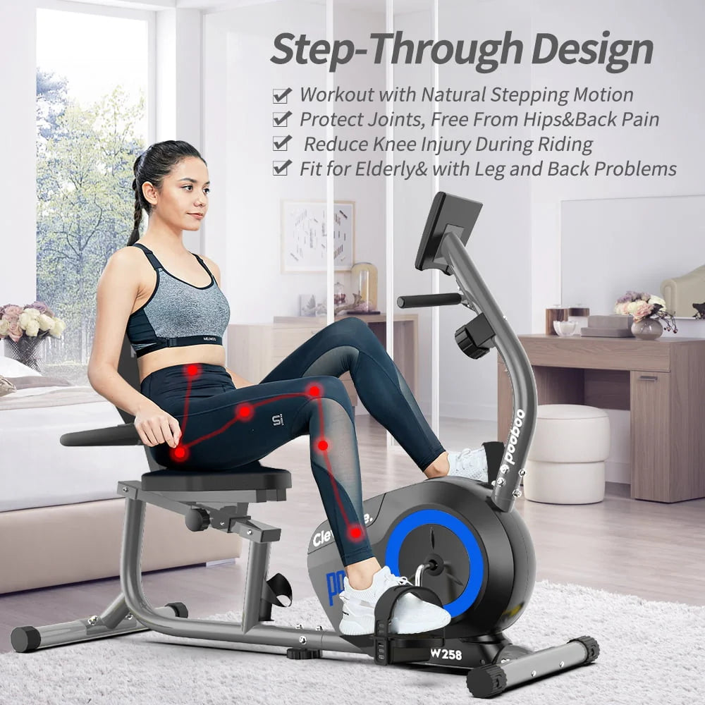 Magnetic Recumbent Exercise Bike 330lbs Blue X426909