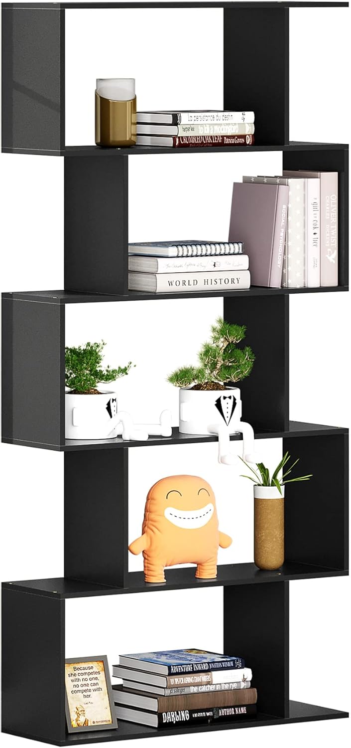 5 Tier S-Shaped Wooden Bookshelf L786258