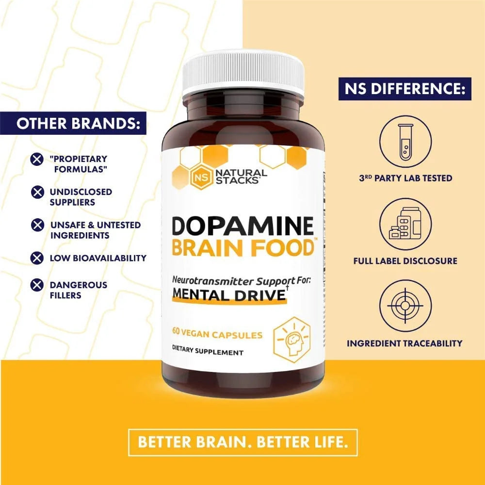 Dopamine Focus Supplement with L-Tyrosine, 60 Capsules T784
