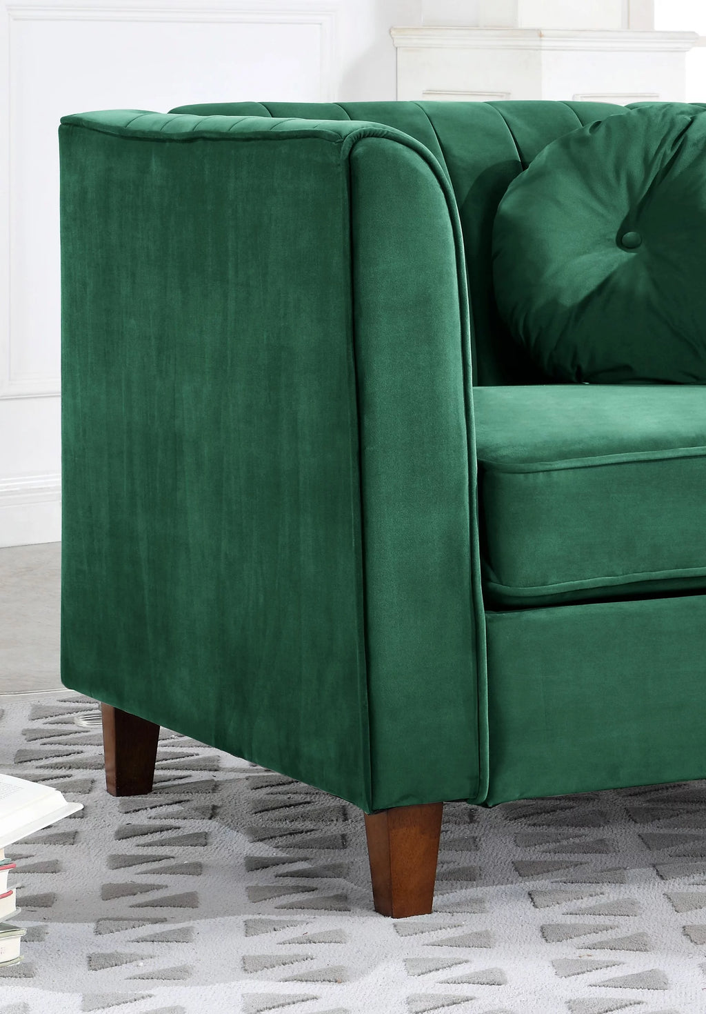 Green Velvet Rolled Arm Loveseat N3313