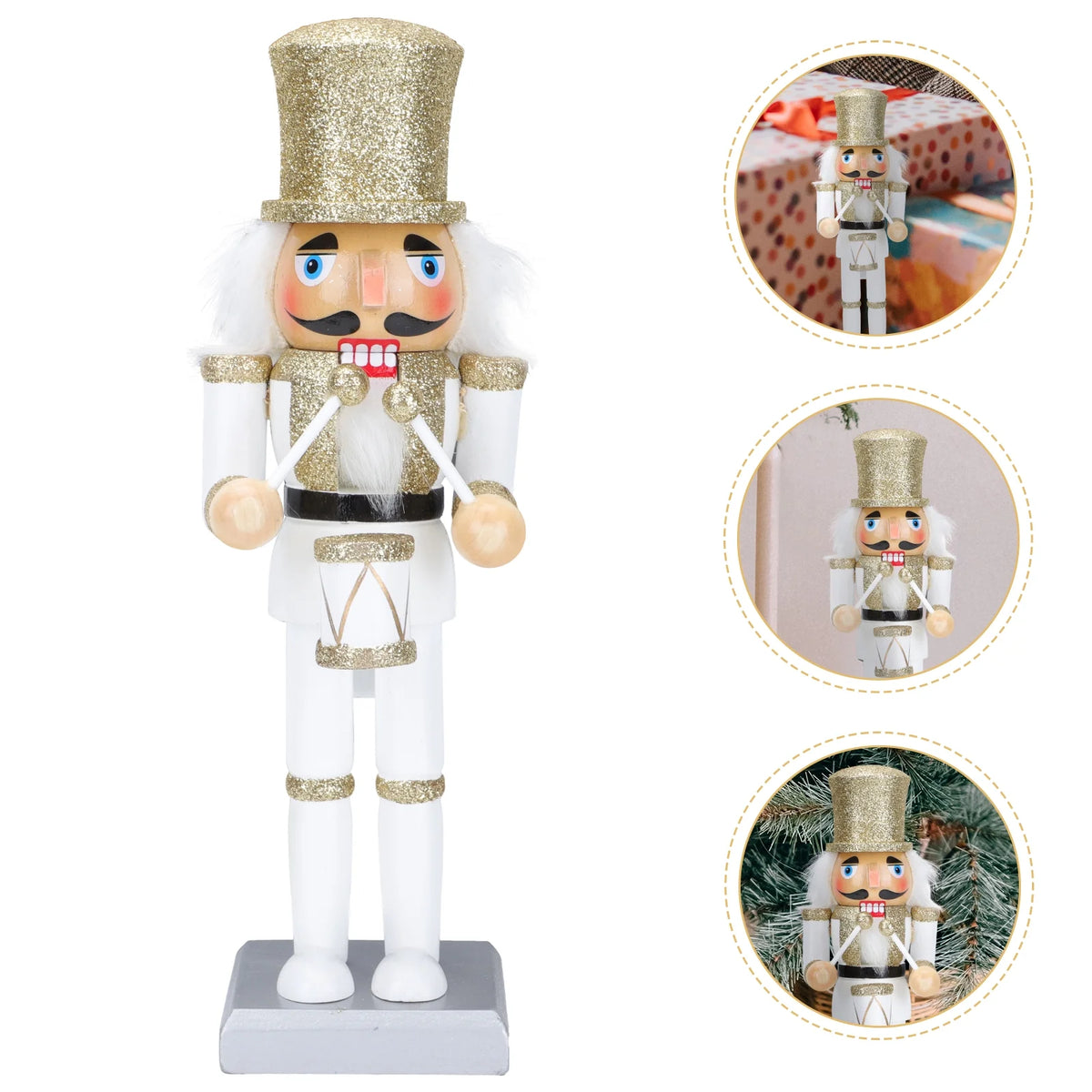 White Wooden Nutcracker Soldier Doll Christmas Decor L3033