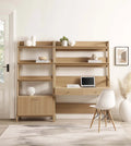 Oak Wood Office Desk and Bookshelf J8702