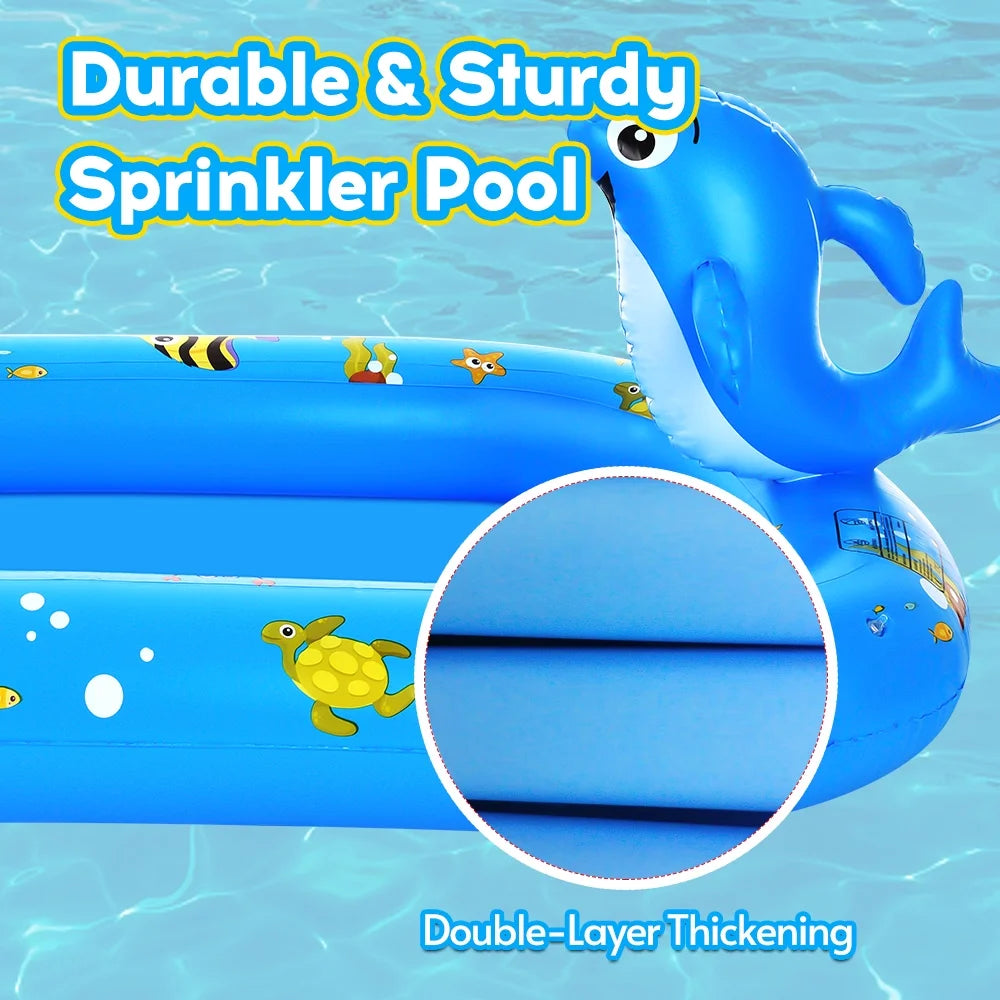 Dolphin Inflatable Sprinkler Pool 67 * 40in Kiddie Pool Z110