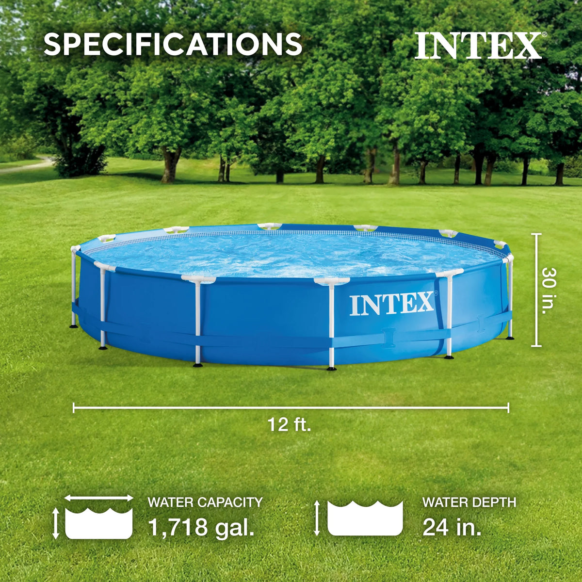 12' x 30 Metal Frame Round Above Ground Swimming Pool I958018