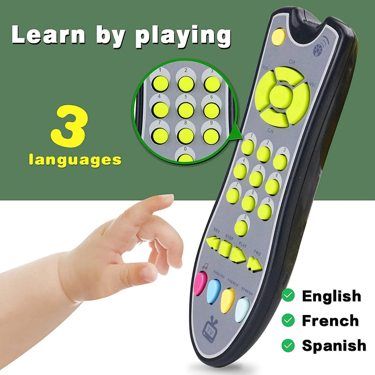 Gray TV Remote Control Toy with Light and Sound R632