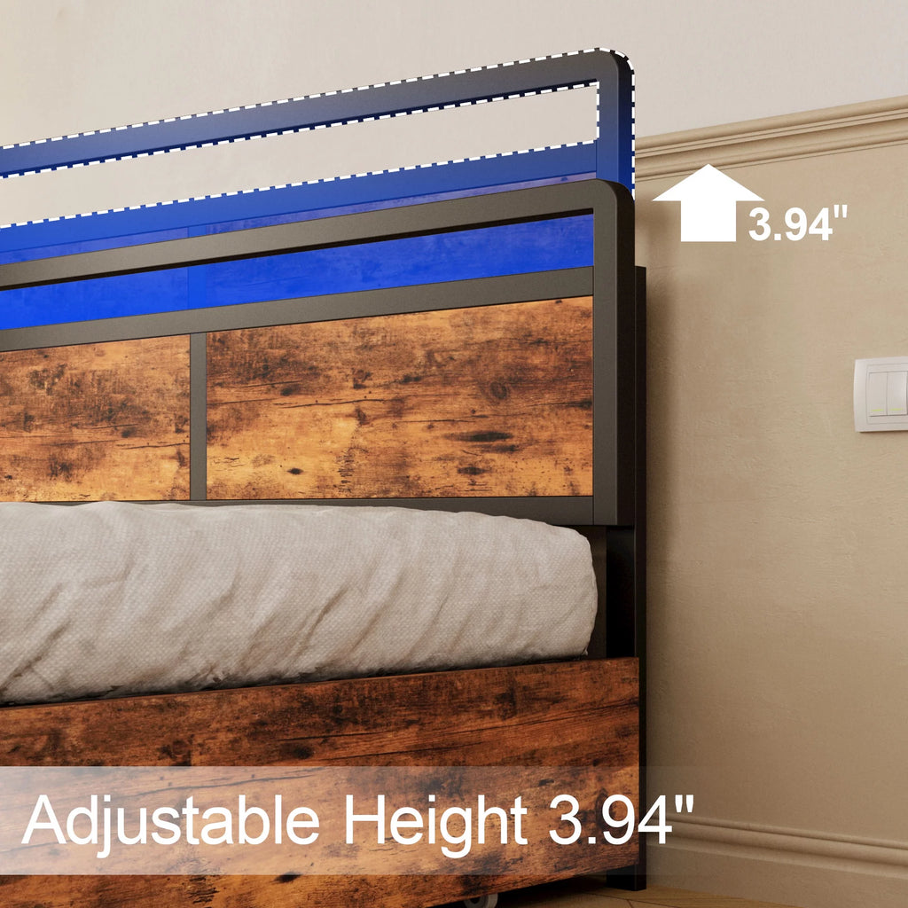 Queen Storage Bed Frame with Adjustable Headboard and 4 Drawers R862888