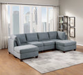 Grey Linen Like Fabric 6Pc Modular Sectional I7814
