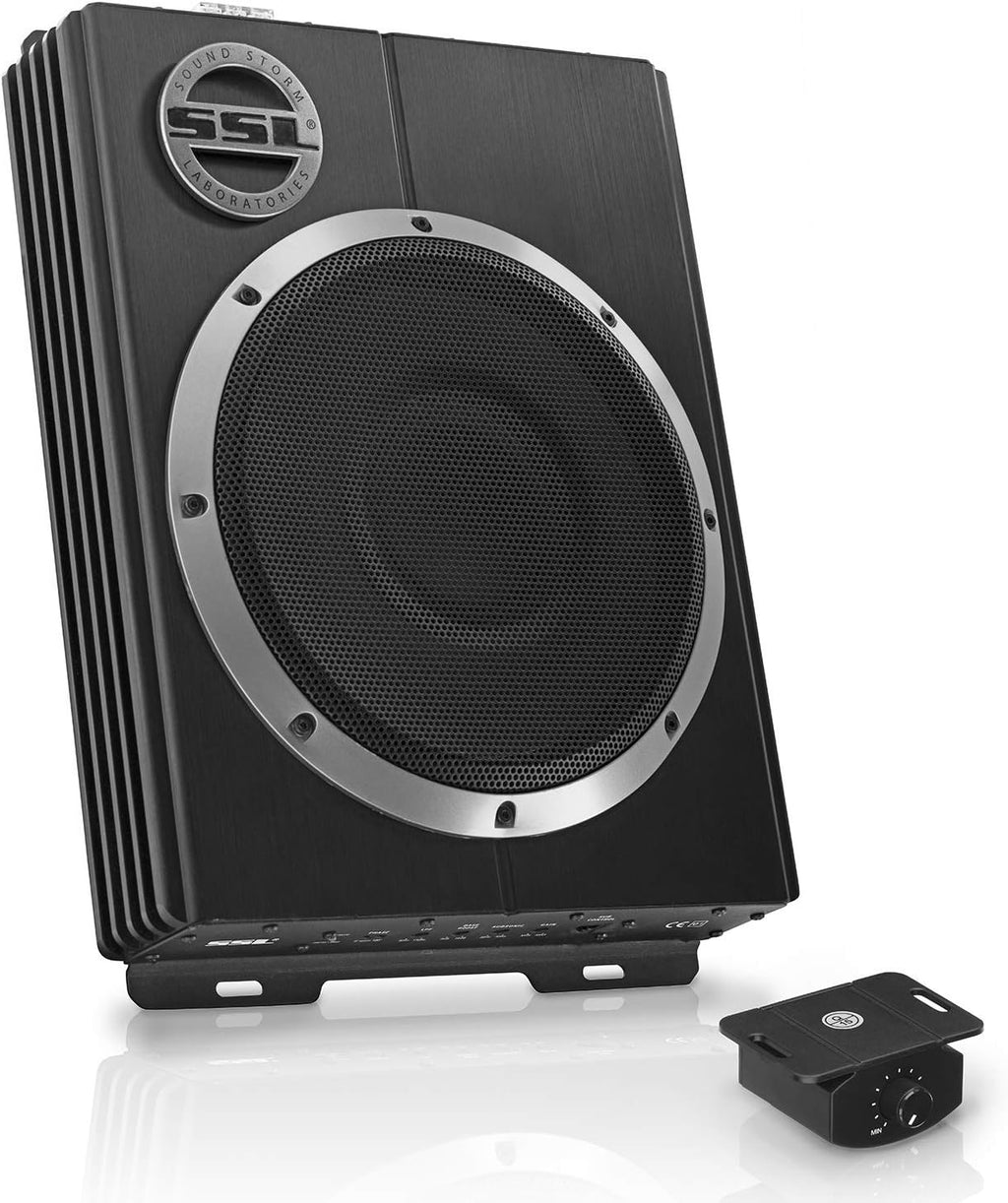 Black 8 Inch Amplified Car Subwoofer with Remote Control H65068