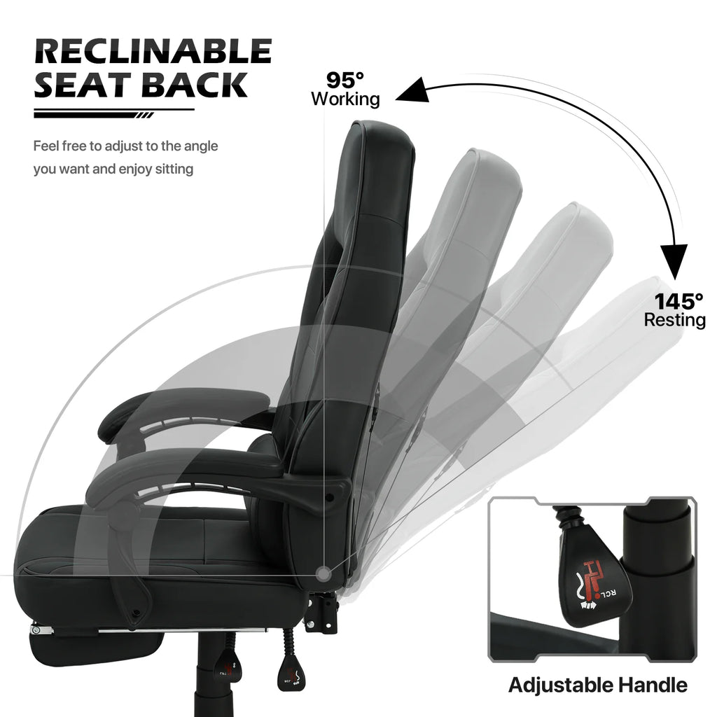 Black Ergonomic Gaming Chair with Detachable Pillow and Lumbar Support W407236