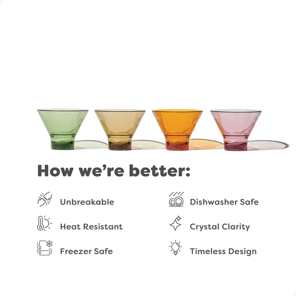 8oz Stemless Martini Glass 4 Pack X28578