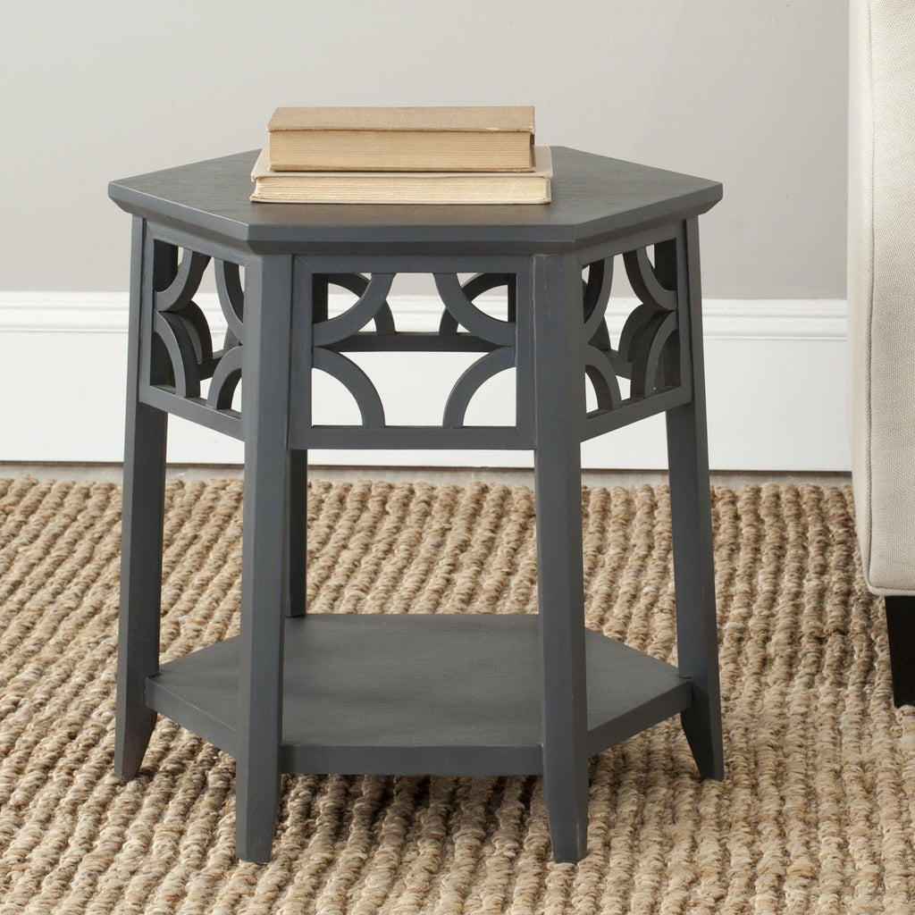 Light Brown Hexagon End Table Z953774