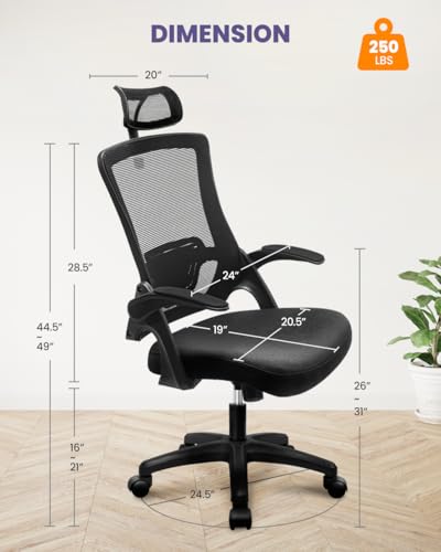 Black Ergonomic Mesh Office Chair with Lumbar Support U8129