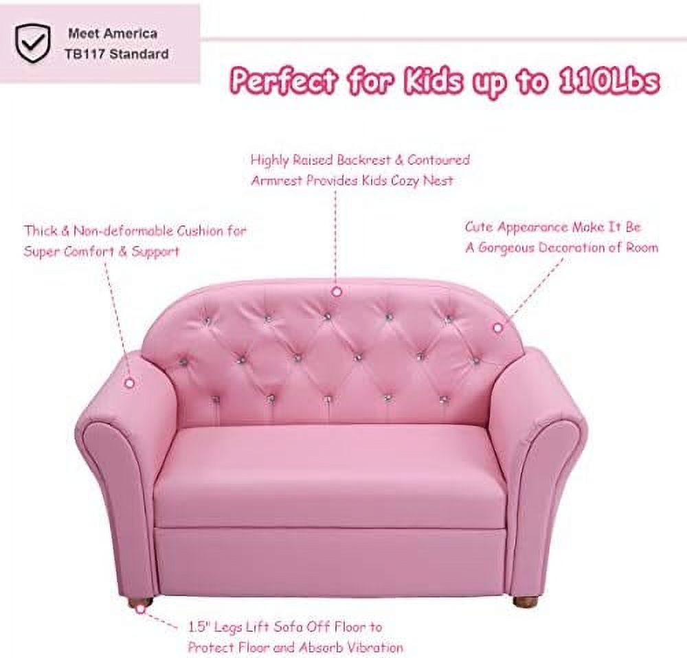Pink PU Leather Sofa with Wood Construction G927